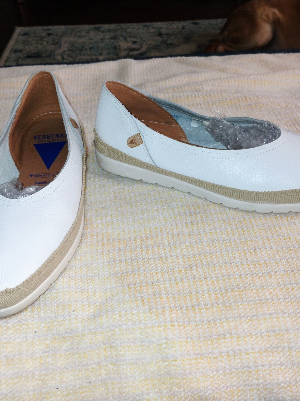 Verbenas White Leather Slip In Shoes Size 39/8 Made In Spain Minimalist Comfort - Picture 11 of 13